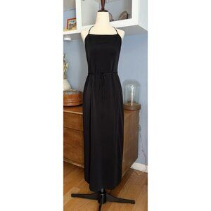 Vintage Ozbek Black Wrap Maxi Dress Made In Italy Size US 10 XS/S